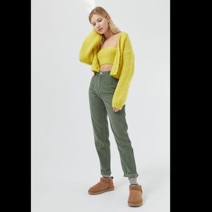 BDG High-Rise Mom Jeans Olive Green Corduroy